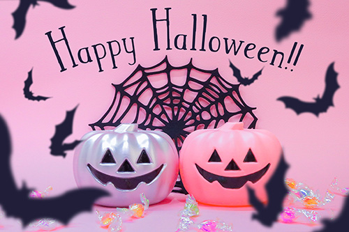 写真スタンプ Happy Halloween カボチャとコウモリ版 パステルハロウィン のフリー画像 おしゃれなフリー写真素材 Girly Drop