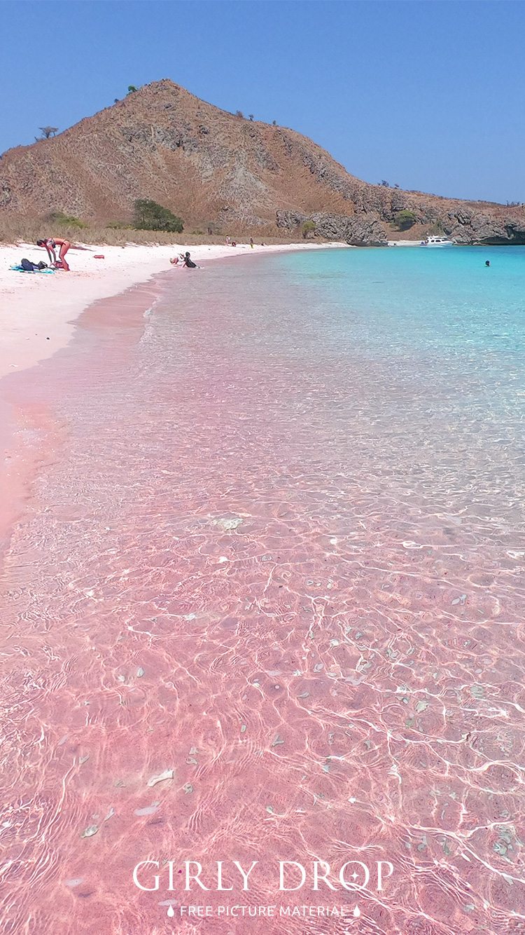 おしゃれなiphone壁紙 コモド島の絶景スポット グラデーションが美しい ピンクビーチ のiphone スマホ 壁紙 おしゃれなフリー写真素材 Girly Drop